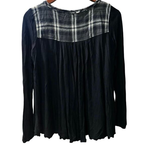 Ivy Jane Top Shirt Blouse Sz XS Black Embroidered Floral Birds Plaid USA - Picture 5 of 5